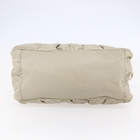 GUCCI GG Canvas Guccissima Historia Bag Leather White Gold 197019 Auth bs29904