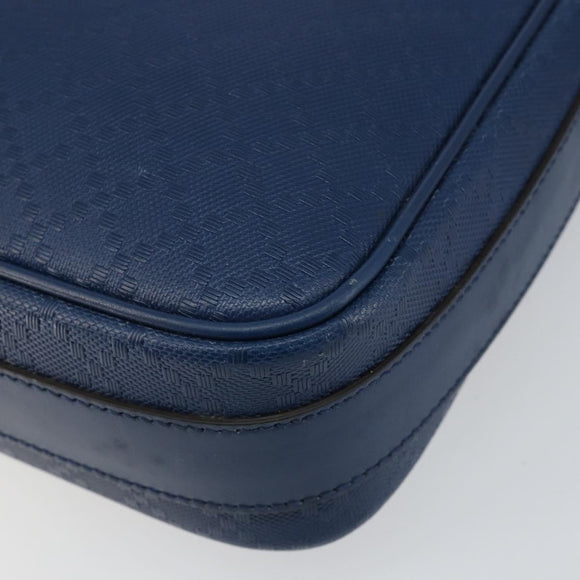 GUCCI Diamante Shoulder Bag Leather Blue Gold 201443 Auth bs29905