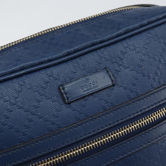 GUCCI Diamante Shoulder Bag Leather Blue Gold 201443 Auth bs29905