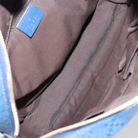 GUCCI Diamante Shoulder Bag Leather Blue Gold 201443 Auth bs29905