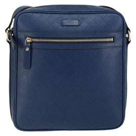 GUCCI Diamante Shoulder Bag Leather Blue Gold 201443 Auth bs29905 - 0