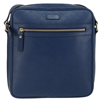 GUCCI Diamante Shoulder Bag Leather Blue Gold 201443 Auth bs29905 - 0