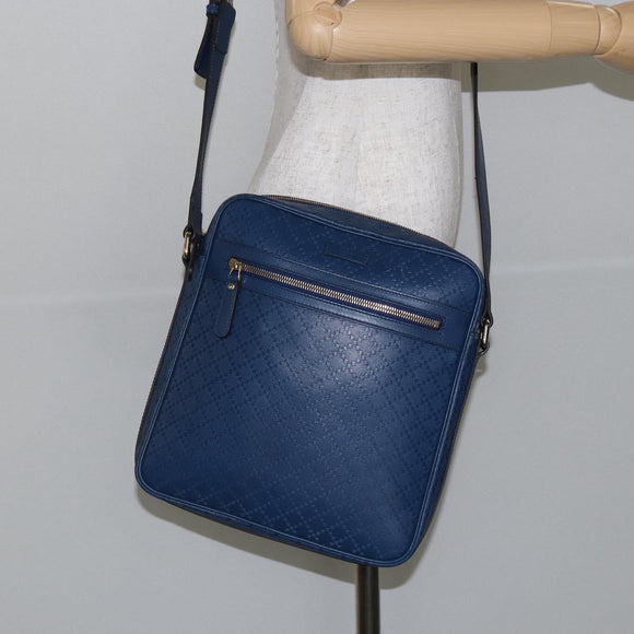 GUCCI Diamante Shoulder Bag Leather Blue Gold 201443 Auth bs29905