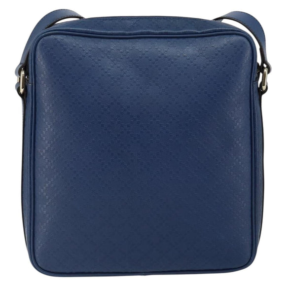 GUCCI Diamante Shoulder Bag Leather Blue Gold 201443 Auth bs29905