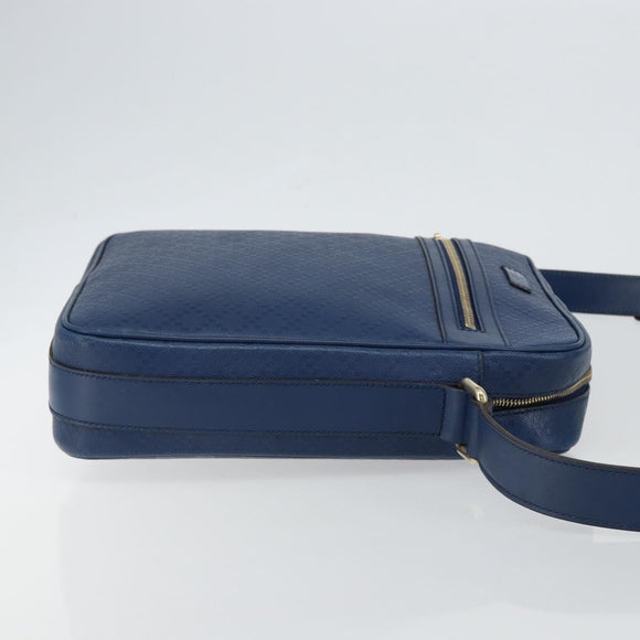 GUCCI Diamante Shoulder Bag Leather Blue Gold 201443 Auth bs29905