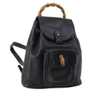 GUCCI Bamboo Backpack Leather Black Gold 003 2058 0030 Auth bs29906-1