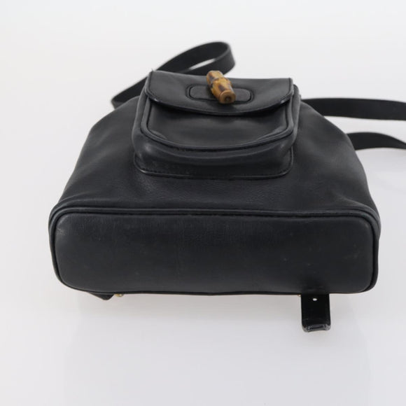 GUCCI Bamboo Backpack Leather Black Gold 003 2058 0030 Auth bs29906