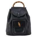 GUCCI Bamboo Backpack Leather Black Gold 003 2058 0030 Auth bs29906-13
