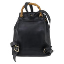 GUCCI Bamboo Backpack Leather Black Gold 003 2058 0030 Auth bs29906-2