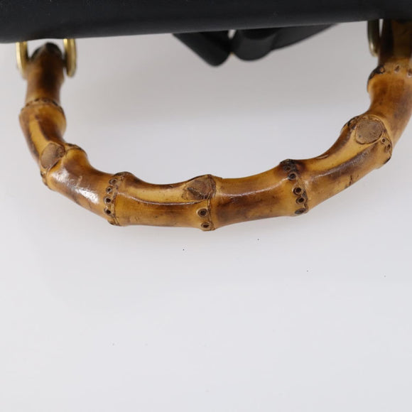 GUCCI Bamboo Backpack Leather Black Gold 003 2058 0030 Auth bs29906