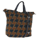 PRADA Tote Bag Canvas 2way Navy Brown Auth bs29907-1