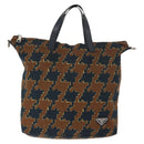 PRADA Tote Bag Canvas 2way Navy Brown Auth bs29907-13