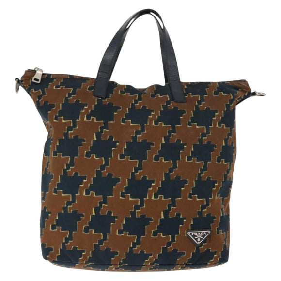 PRADA Tote Bag Canvas 2way Navy Brown Auth bs29907