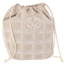 CHANEL New Travel Line Pouch Nylon Beige CC Auth bs29909-1
