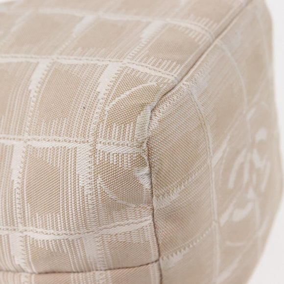 CHANEL New Travel Line Pouch Nylon Beige CC Auth bs29909