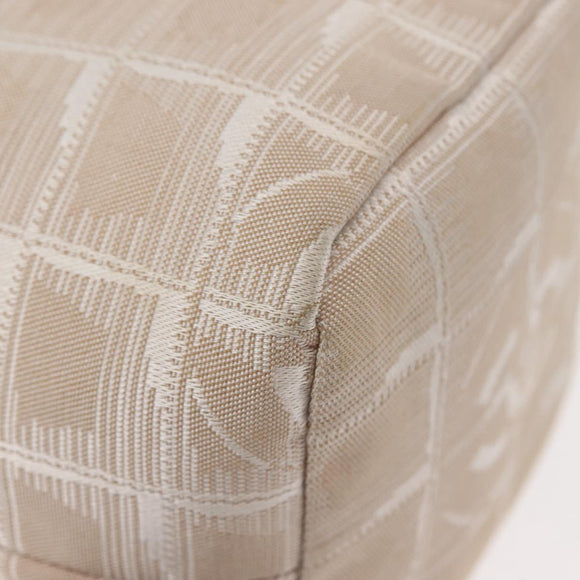 CHANEL New Travel Line Pouch Nylon Beige CC Auth bs29909