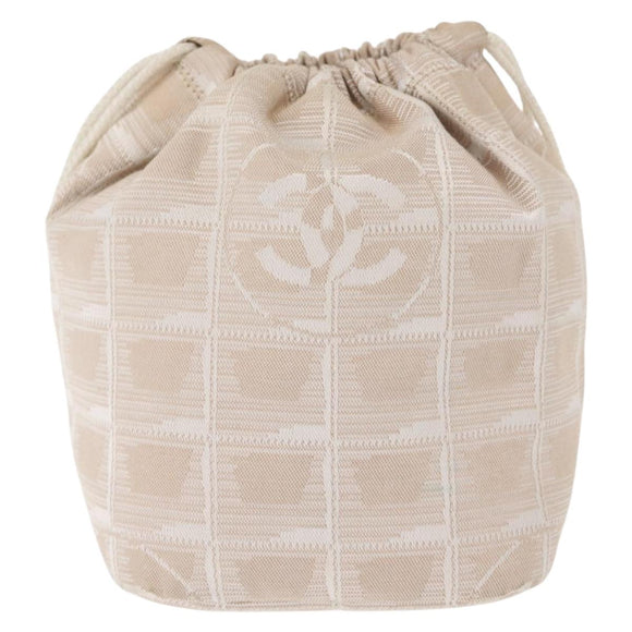 CHANEL New Travel Line Pouch Nylon Beige CC Auth bs29909