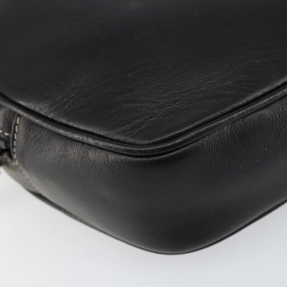 CELINE Shoulder Bag Leather Black Gold Auth bs29910