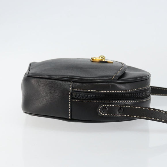 CELINE Shoulder Bag Leather Black Gold Auth bs29910