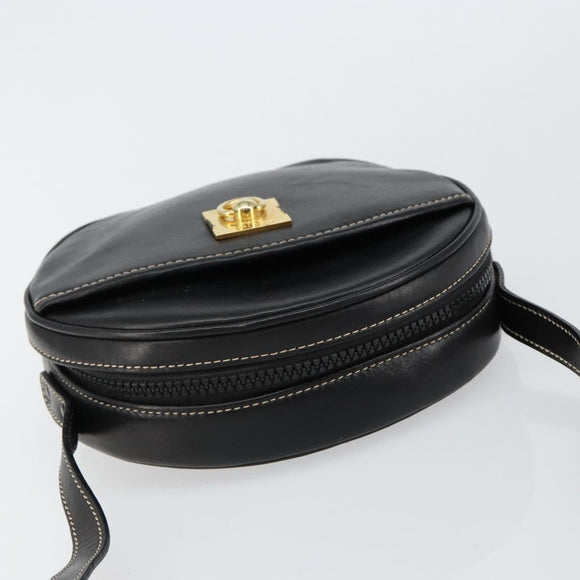 CELINE Shoulder Bag Leather Black Gold Auth bs29910