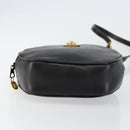 CELINE Shoulder Bag Leather Black Gold Auth bs29910-5