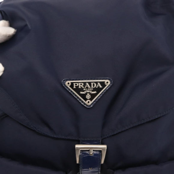 PRADA Backpack Nylon Navy Silver Auth bs29913
