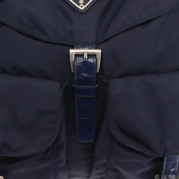 PRADA Backpack Nylon Navy Silver Auth bs29913