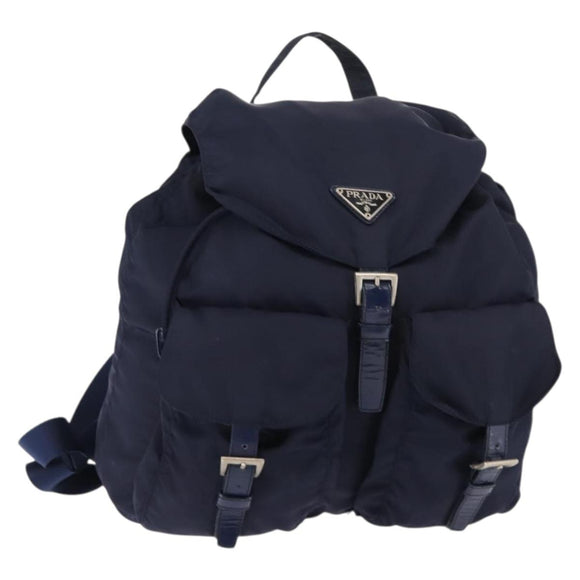 PRADA Backpack Nylon Navy Silver Auth bs29913