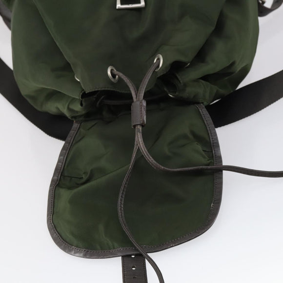 PRADA Backpack Nylon Khaki Silver Auth bs29914