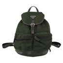 PRADA Backpack Nylon Khaki Silver Auth bs29914-13