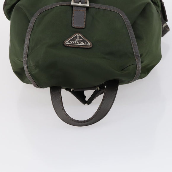 PRADA Backpack Nylon Khaki Silver Auth bs29914