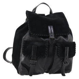 PRADA Backpack Leather Suede Black Auth bs29915