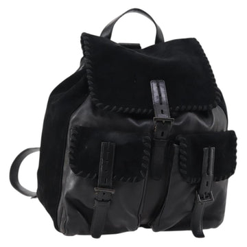 PRADA Backpack Leather Suede Black Auth bs29915