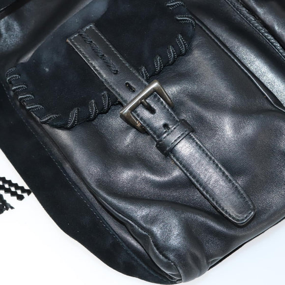 PRADA Backpack Leather Suede Black Auth bs29915