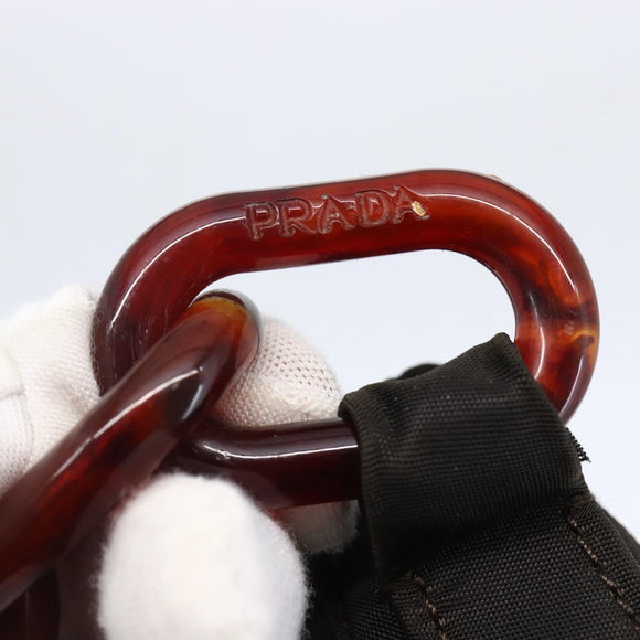 PRADA Chain Shoulder Bag Nylon Brown Auth bs29917