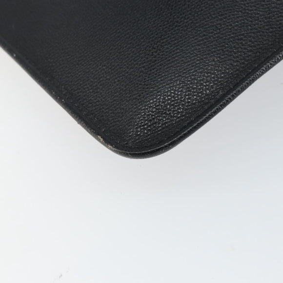 SAINT LAURENT Shoulder Bag Leather Black Gold Auth bs29919