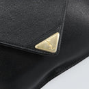 SAINT LAURENT Shoulder Bag Leather Black Gold Auth bs29919-14