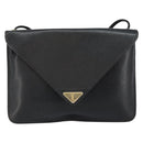 SAINT LAURENT Shoulder Bag Leather Black Gold Auth bs29919-2
