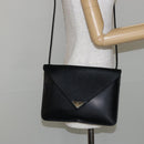 SAINT LAURENT Shoulder Bag Leather Black Gold Auth bs29919-22
