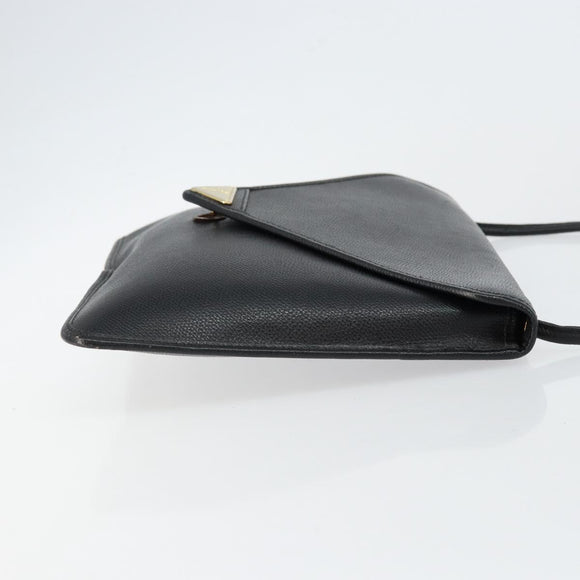 SAINT LAURENT Shoulder Bag Leather Black Gold Auth bs29919