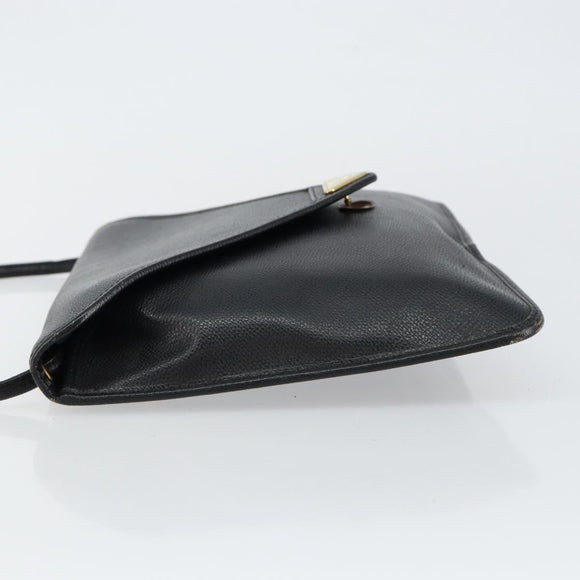 SAINT LAURENT Shoulder Bag Leather Black Gold Auth bs29919