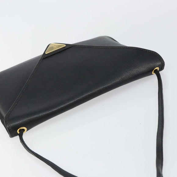 SAINT LAURENT Shoulder Bag Leather Black Gold Auth bs29919