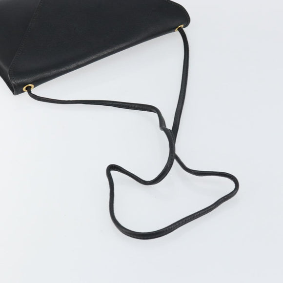 SAINT LAURENT Shoulder Bag Leather Black Gold Auth bs29919