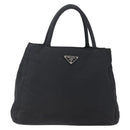 PRADA Tote Bag Nylon Black Silver Auth bs29920-1