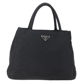 PRADA Tote Bag Nylon Black Silver Auth bs29920