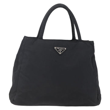 PRADA Tote Bag Nylon Black Silver Auth bs29920
