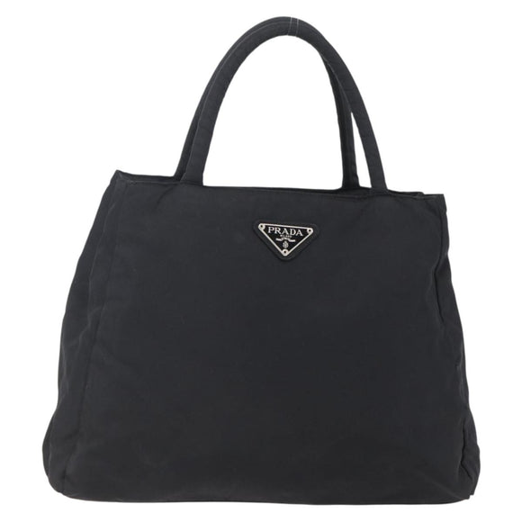 PRADA Tote Bag Nylon Black Silver Auth bs29920
