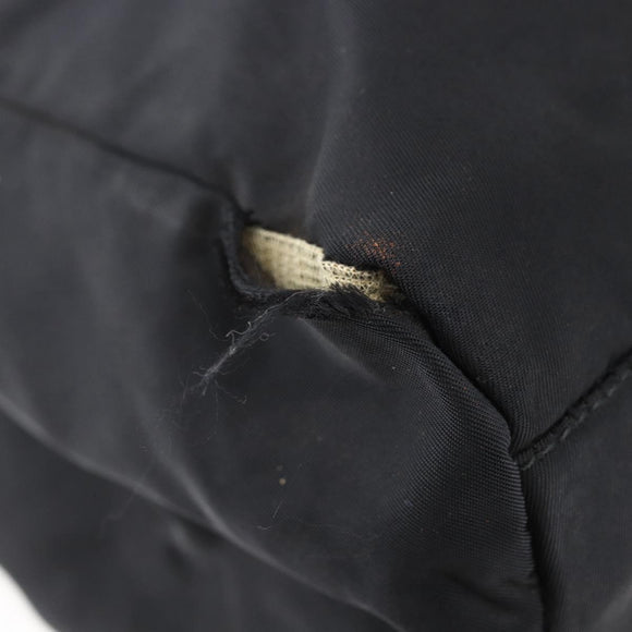 PRADA Tote Bag Nylon Black Silver Auth bs29920