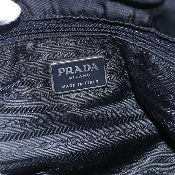 PRADA Tote Bag Nylon Black Silver Auth bs29920