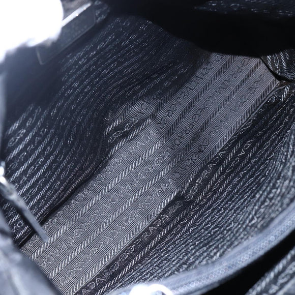 PRADA Tote Bag Nylon Black Silver Auth bs29920